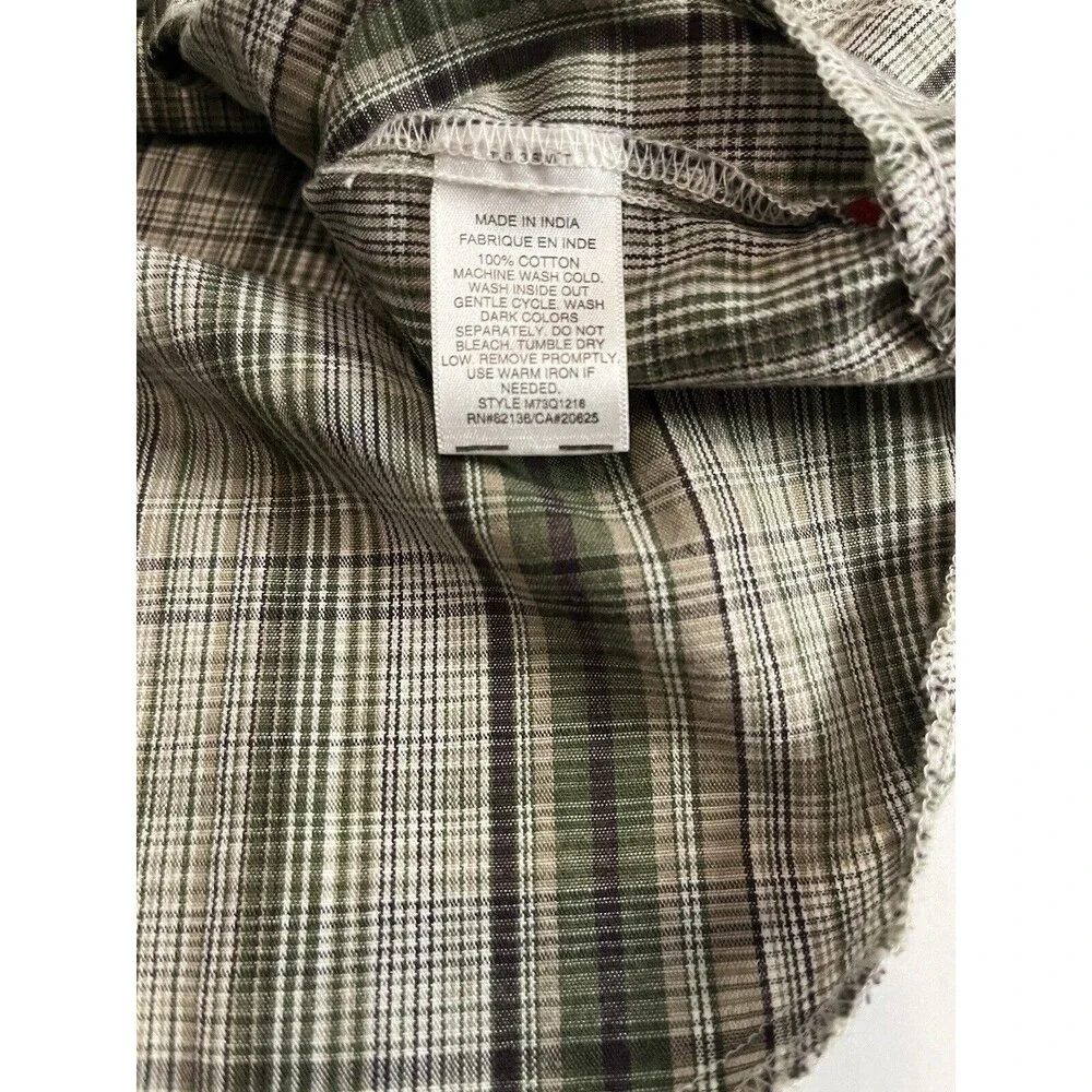 GUESS Vintage Men's Pearl Snap Button Down Western Shirt Y2K Art Green Plaid  XL